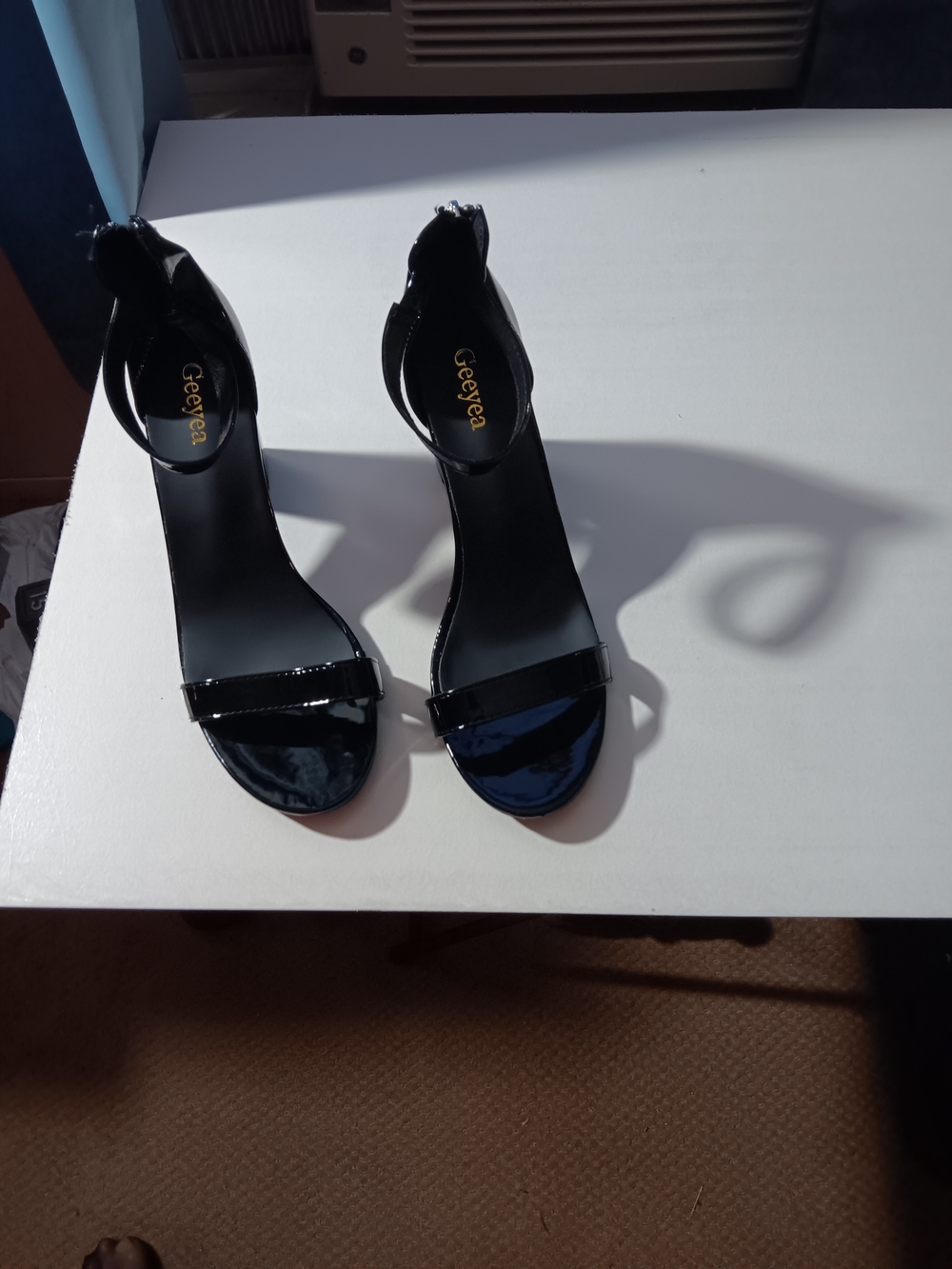 Black Patent Ankle-Strap Heels